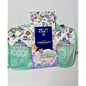 Roller Rabbit x Target 3pc Packing Cube Set White/Teal Travel Organizer Rare New